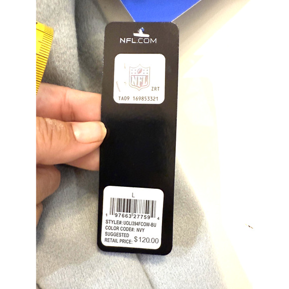 Dallas Cowboys Varsity Jacket Men Large Gray Navy NFL Football Fleece Snap NWT - Picture 6 of 10